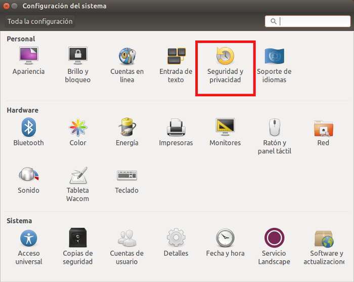 Menu seguridad y privacidad 3