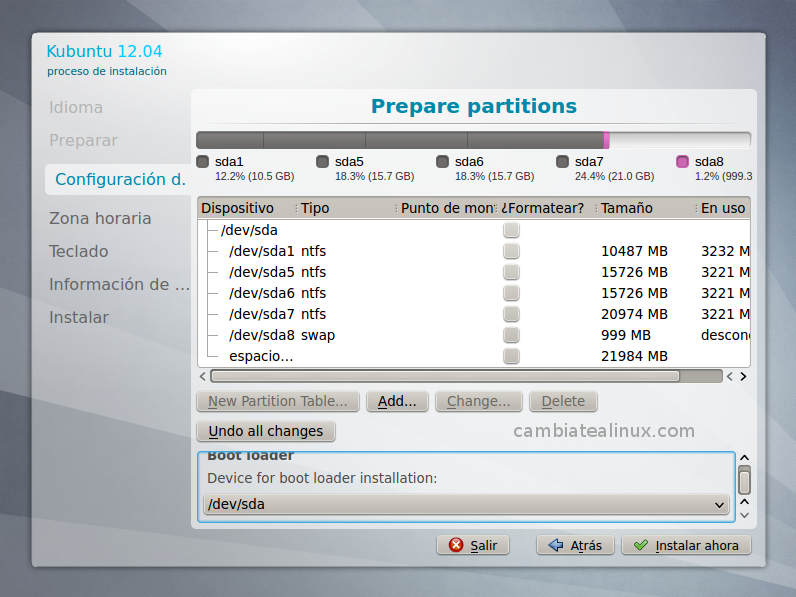 Vemos la partición definida de swap Vemos la partición definida de swap